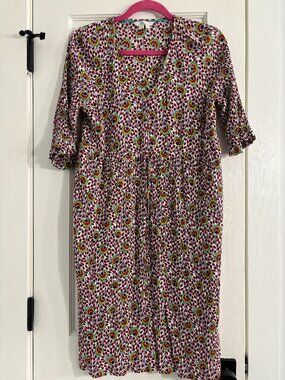 Boden Floral V-Neck Midi Dress Boho - Size 6